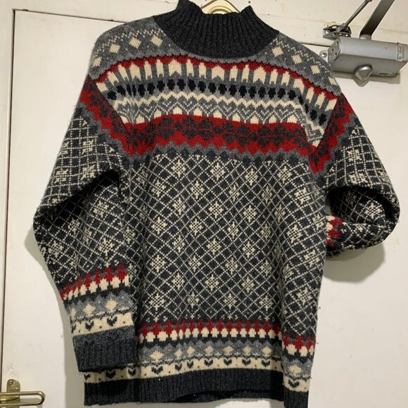 VINTAGE JACOB FAIR ISLE TURTLENECK KNITTED WOOL SWEATERS SIZE S - Picture 10 of 15